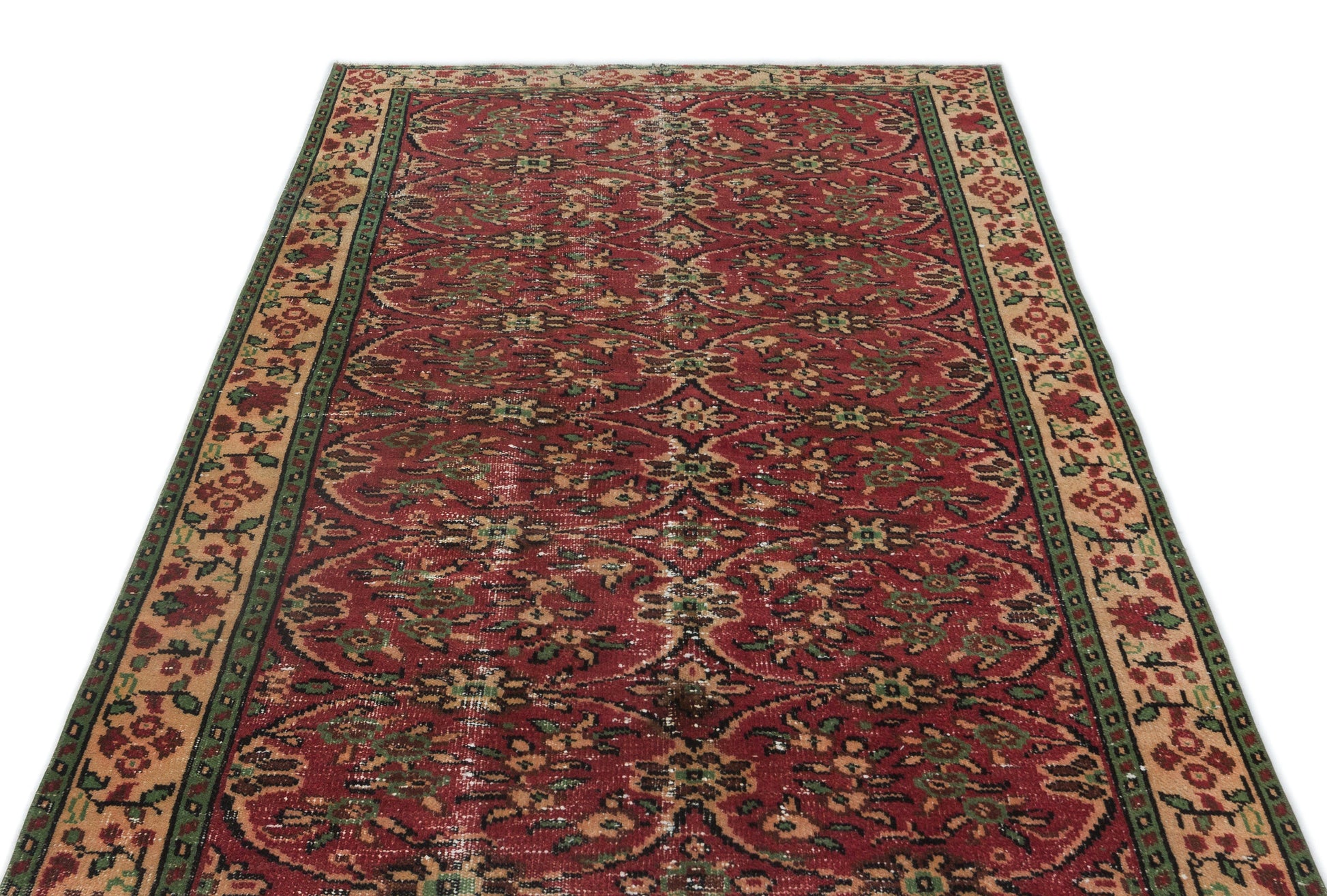 Atina Kırmızı Eskitme Yün El Dokuma Halısı 144 x 235 Apex Unique