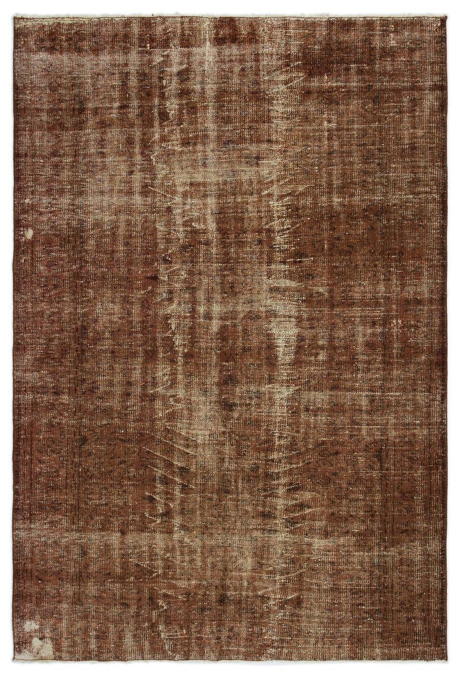 Brauner handgeknüpfter Vintage Wollteppich ohne Muster 170x252 cm – im Flur