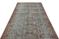 Grey & Red Floral Hand-Knotted Wool Rug with Distressed Finish 163x290 cm