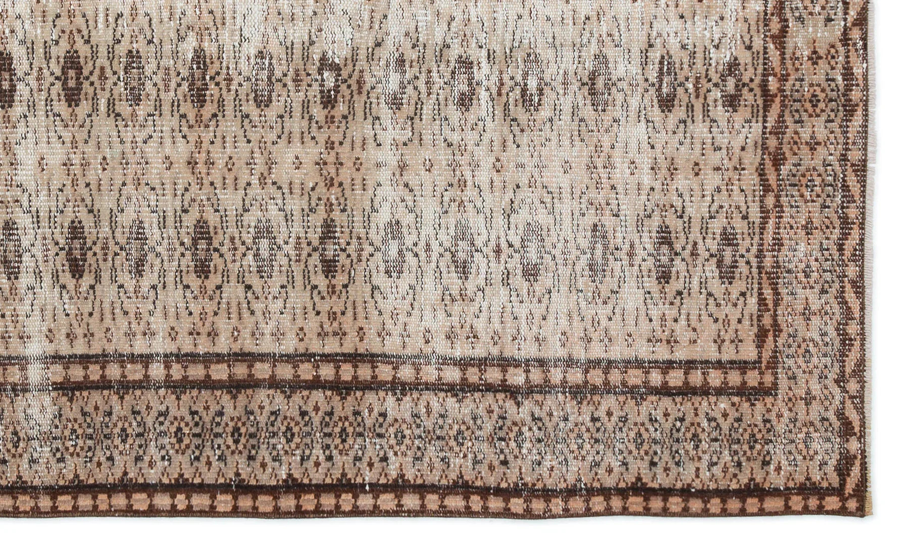 Bej Anadolu Eskitme Geometrik Yün Halı 152x254 - Özel Seri