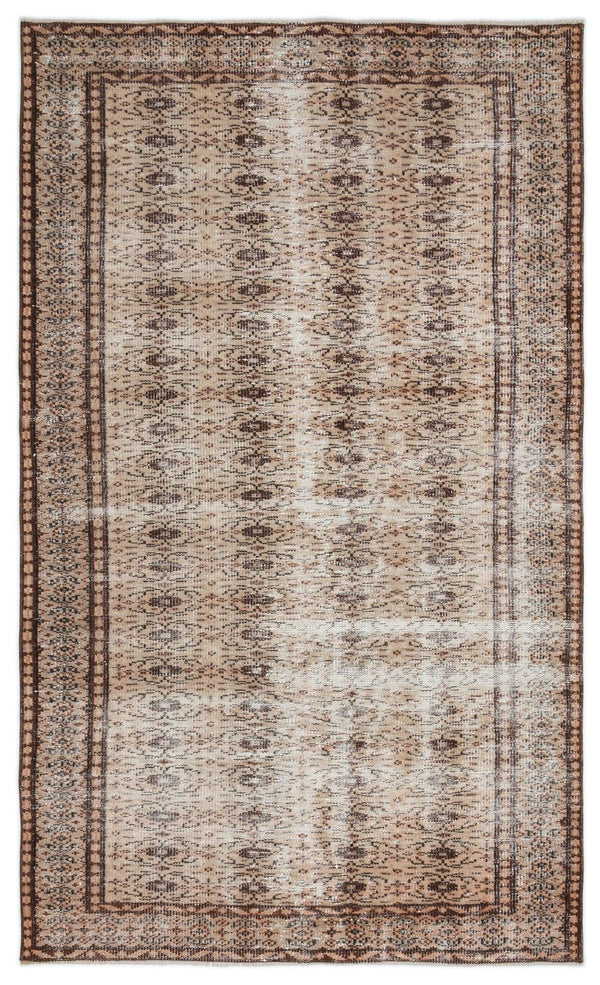 Bej Anadolu Eskitme Geometrik Yün Halı 152x254 - Özel Seri