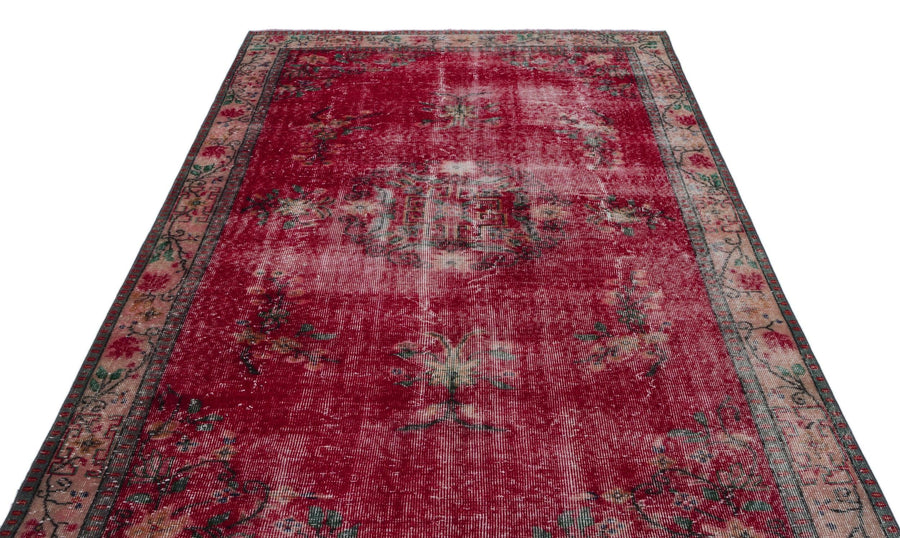 Kırmızı Anadolu Eskitme Klasik Yün Halı 178x281 - Özel Seri