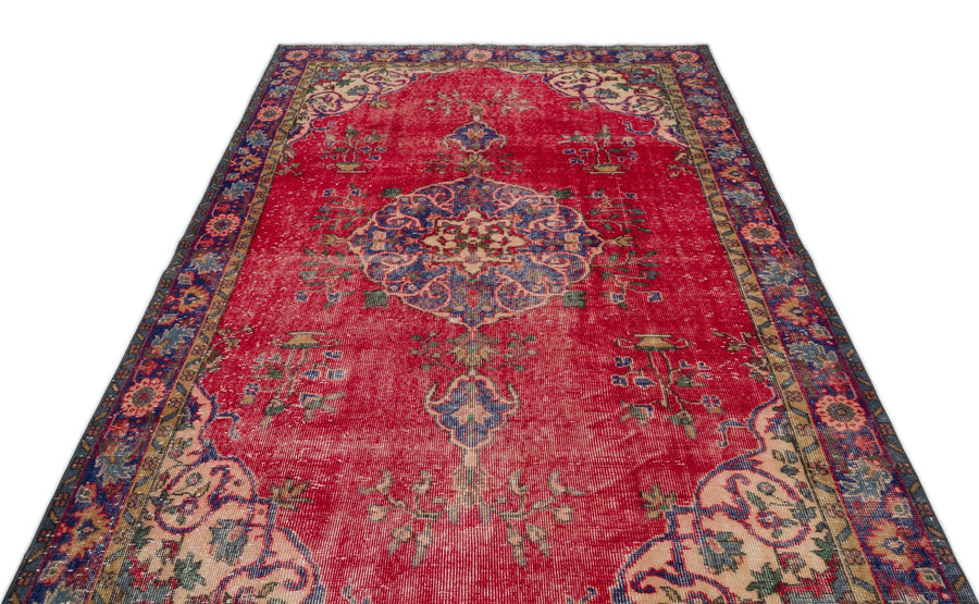 Kırmızı Anadolu Geometrik Madalyonlu Yün Halı 176x289 - Özel Seri