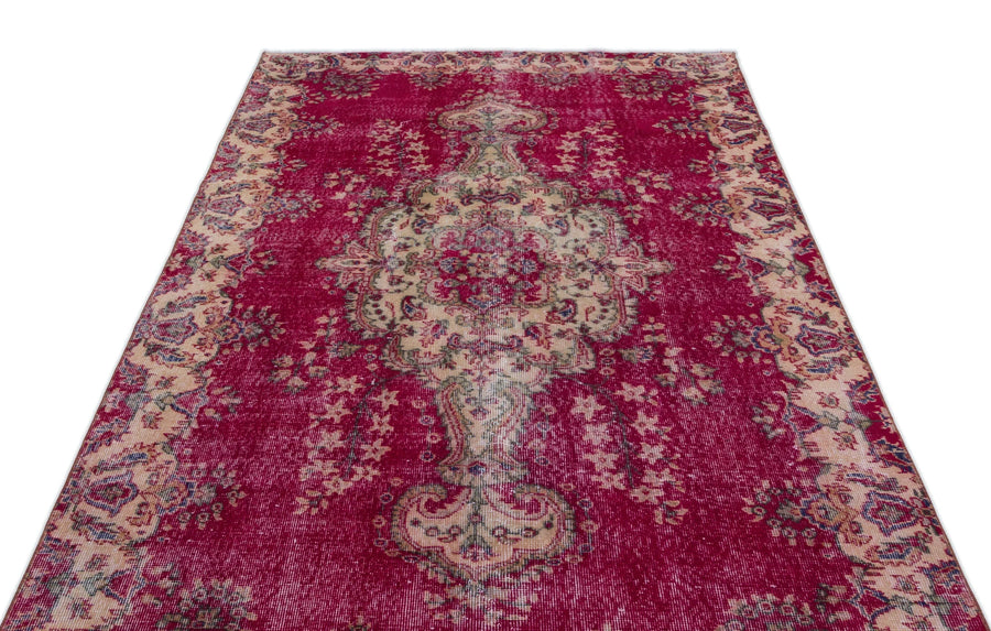 Kırmızı Isparta Eskitme Klasik Yün Halı 153x251 - Özel Seri