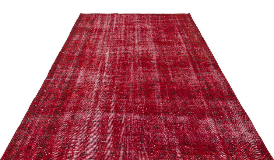 Kırmızı Anadolu Eskitme Geometrik Yün Halı 184x280 - Özel Seri