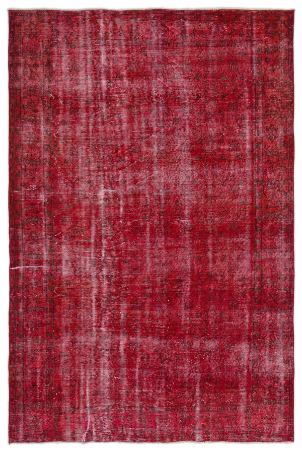 Kırmızı Anadolu Eskitme Geometrik Yün Halı 184x280 - Özel Seri