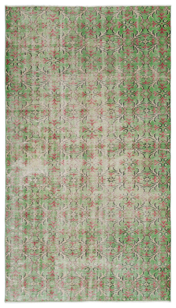 Yeşil Bohem Eskitme Yün Halı 140x246