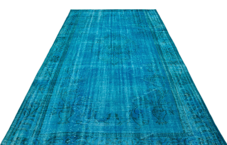 Beyaz Lacivert Anadolu Eskitme Geometrik Yün Halı 181x308 - Özel Seri