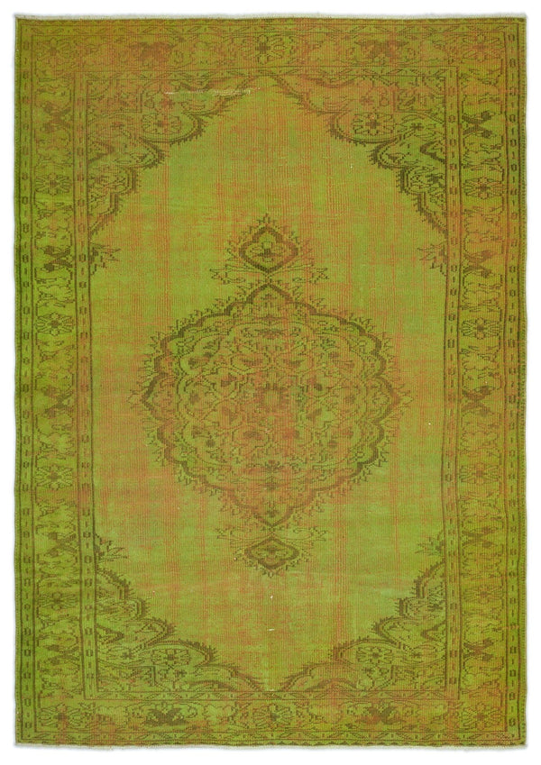 Yeşil Bohem Eskitme Yün Halı 184x257