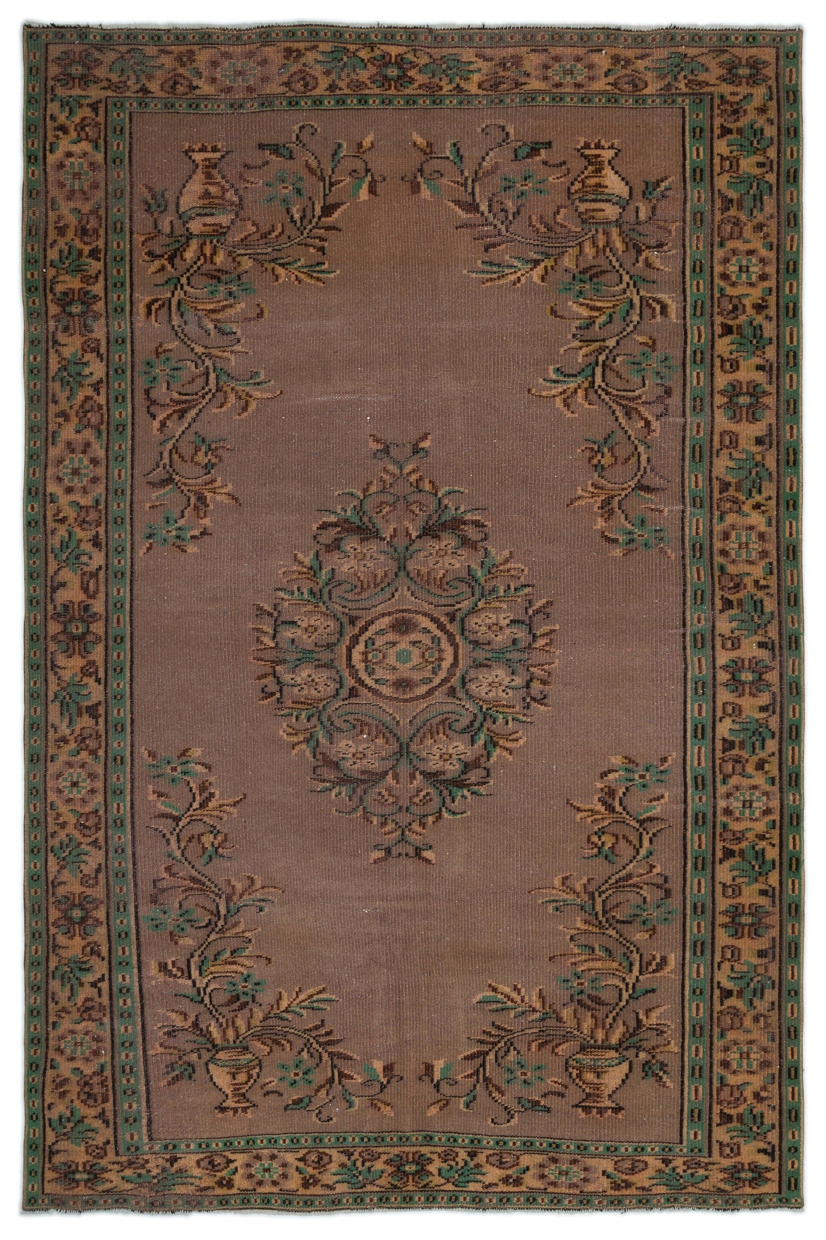 Atina Bej Eskitme Yün El Dokuma Halısı 183 x 276 Apex Unique