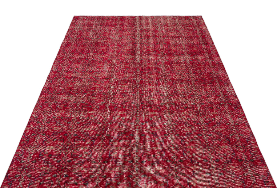 Kırmızı Anadolu Eskitme Geometrik Yün Halı 150x281 - Özel Seri