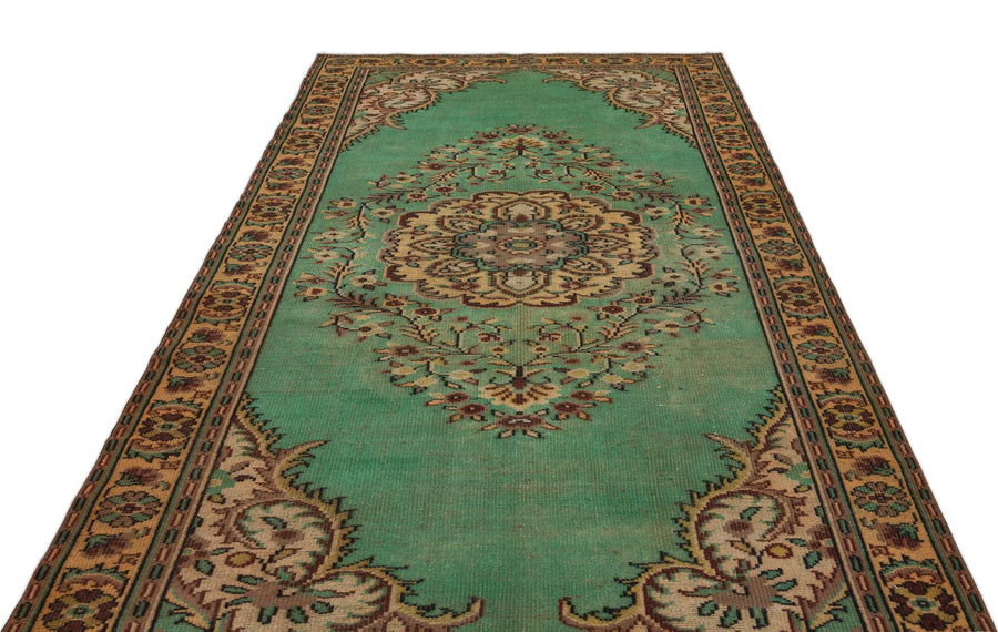 Yeşil Isparta Geometrik Klasik Yün Halı 173x303 - Özel Seri