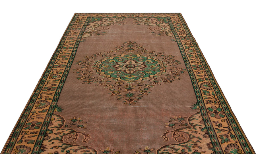 Bej Kiremit Anadolu Eskitme Geometrik Yün Halı 181x316 - Özel Seri