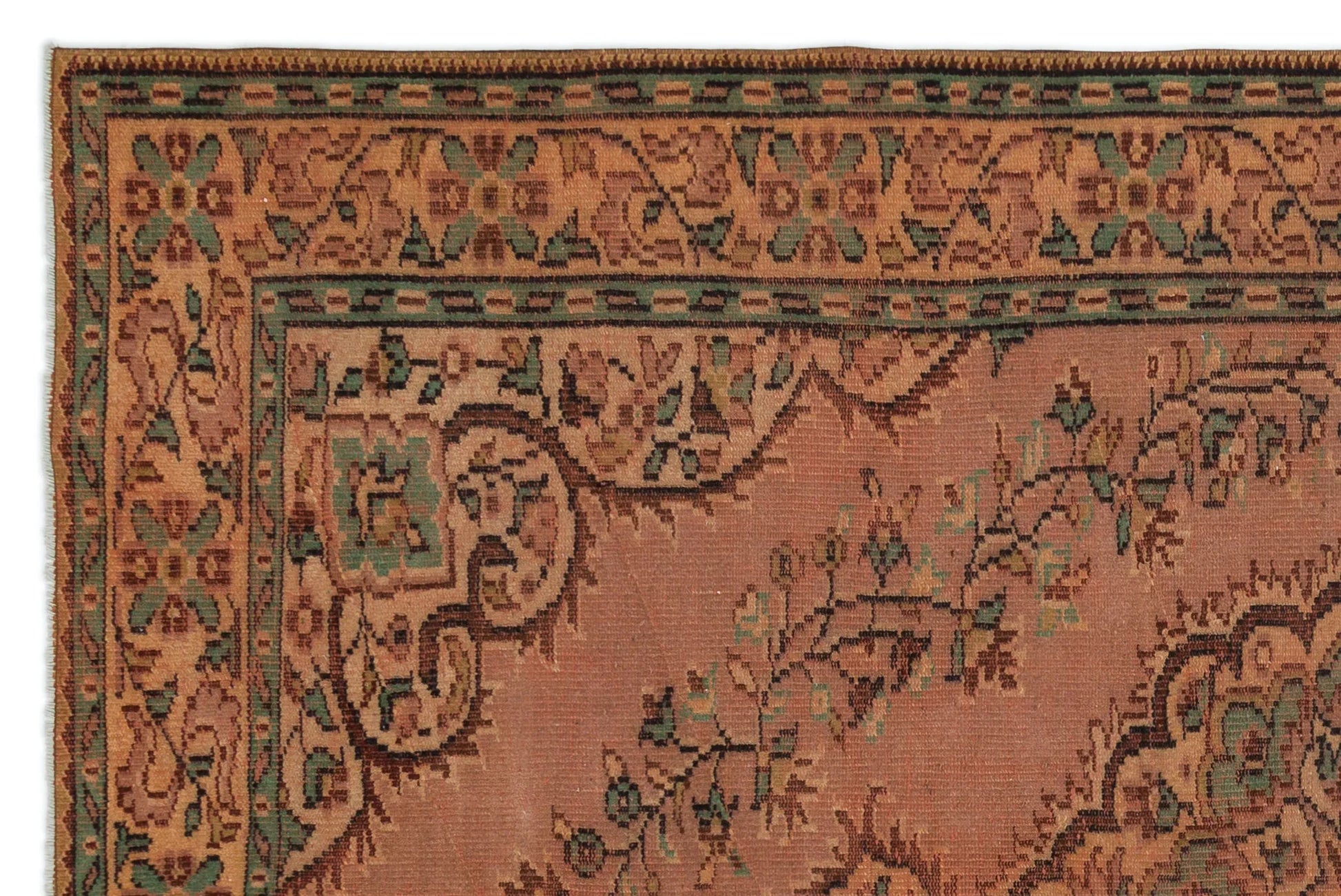 Kiremit Anadolu Eskitme Geometrik Yün Halı 189x285 - Özel Seri