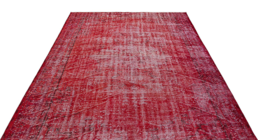 Kırmızı Anadolu Eskitme Geometrik Yün Halı 195x243 - Özel Seri