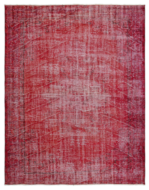 Kırmızı Anadolu Eskitme Geometrik Yün Halı 195x243 - Özel Seri