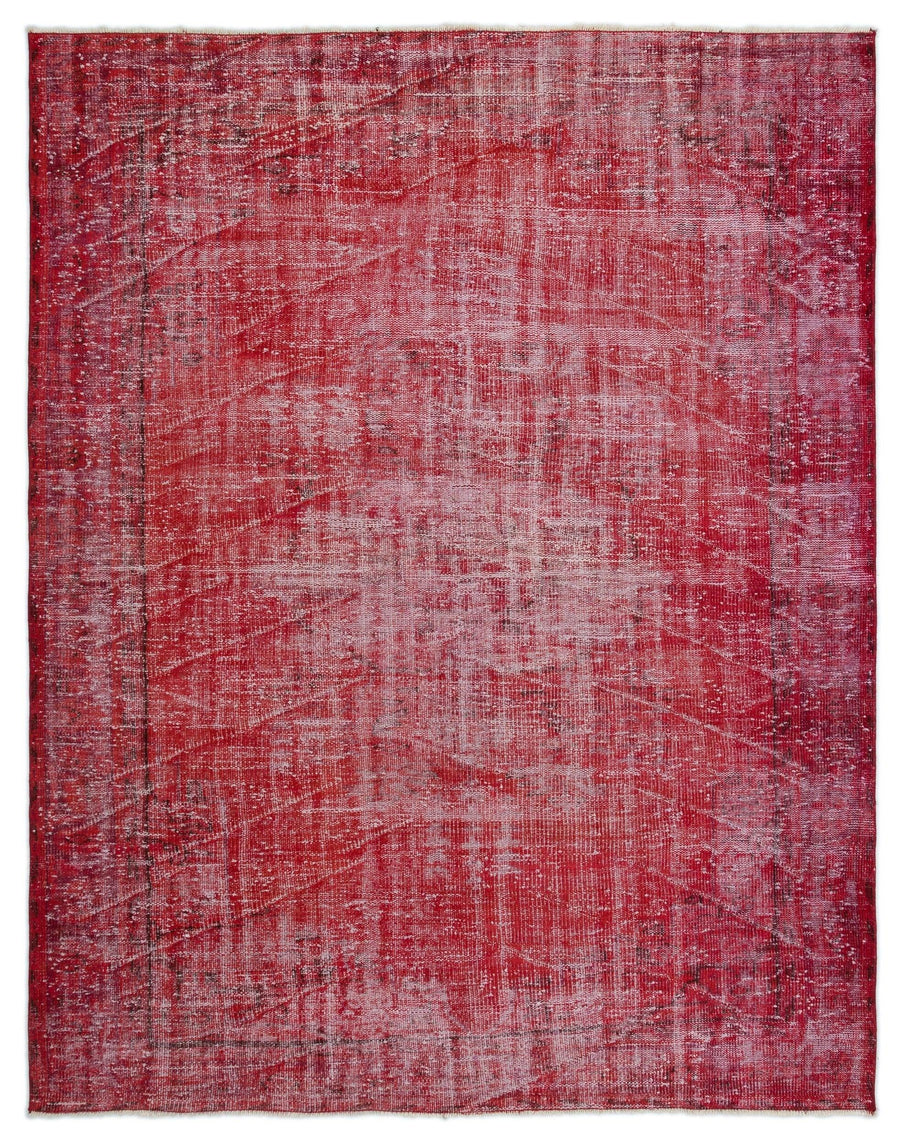 Roter Wollteppich mit abstraktem Muster, rutschfest 195x243 cm – im Wohnzimmer