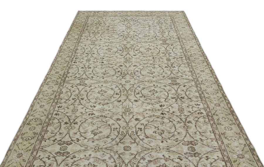 Bej Anadolu Geometrik Çiçekli Yün Halı 171x297 - Özel Seri