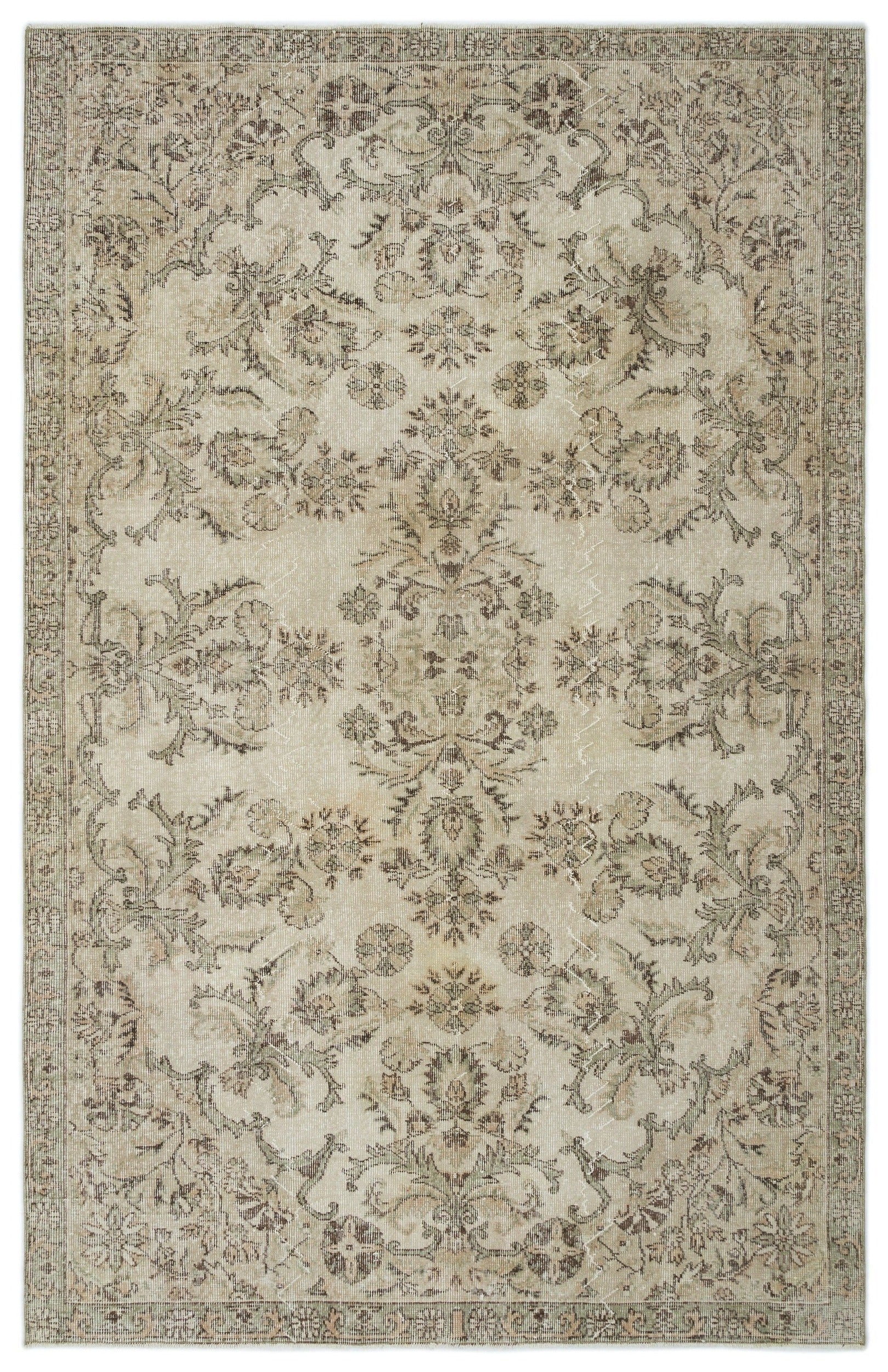 Atina Bej Eskitme Yün El Dokuma Halısı 185 x 288 Apex Unique