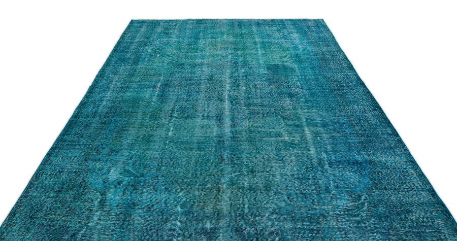 Mavi Yeşil Eskitme Modern Yün Halı 219x309