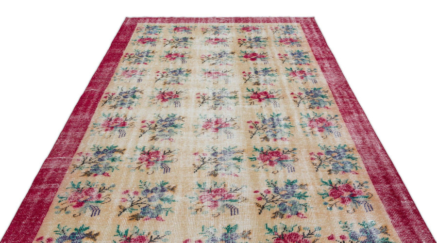Krem Isparta Bohem Çiçekli Yün Halı 192x284 - Özel Seri