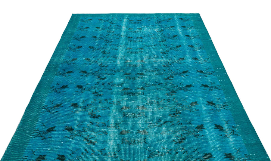 Beyaz Lacivert Eskitme Modern Yün Halı 168x264