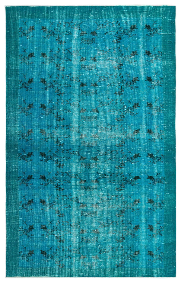Beyaz Lacivert Eskitme Modern Yün Halı 168x264