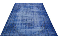 Blue and Grey Abstract Hand-Knotted Wool Rug 163x270 cm (5'4" x 8'10")
