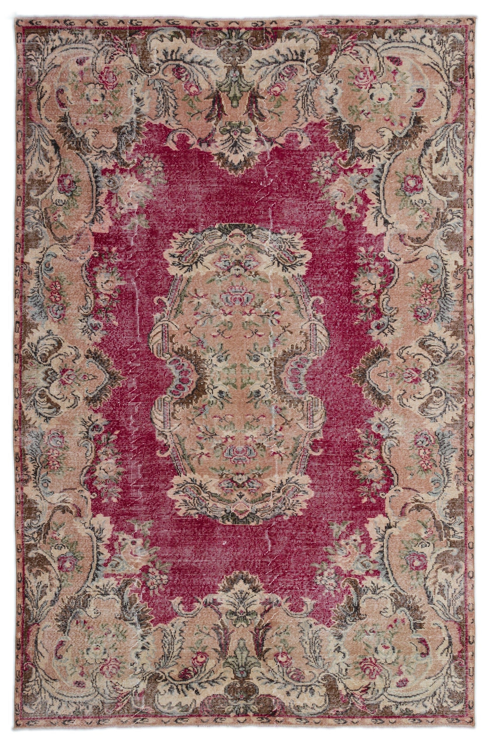 Atina Krem Eskitme Yün El Dokuma Halısı 188 x 293 Apex Unique