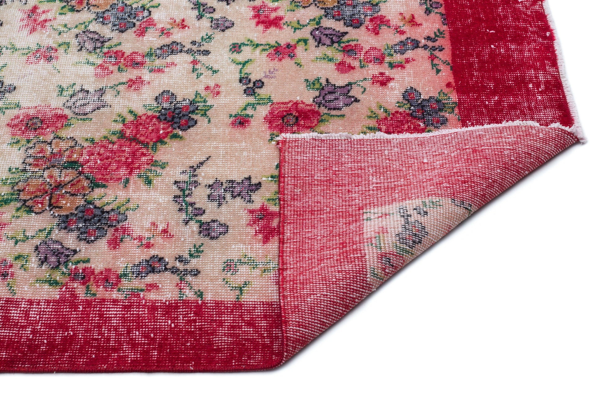 Atina Kırmızı Çiçekli Yün El Dokuma Halısı 212 x 317 Apex Unique