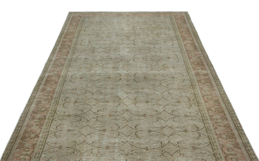 Yeşil Eskitme Geometrik Yün Halı 158x256