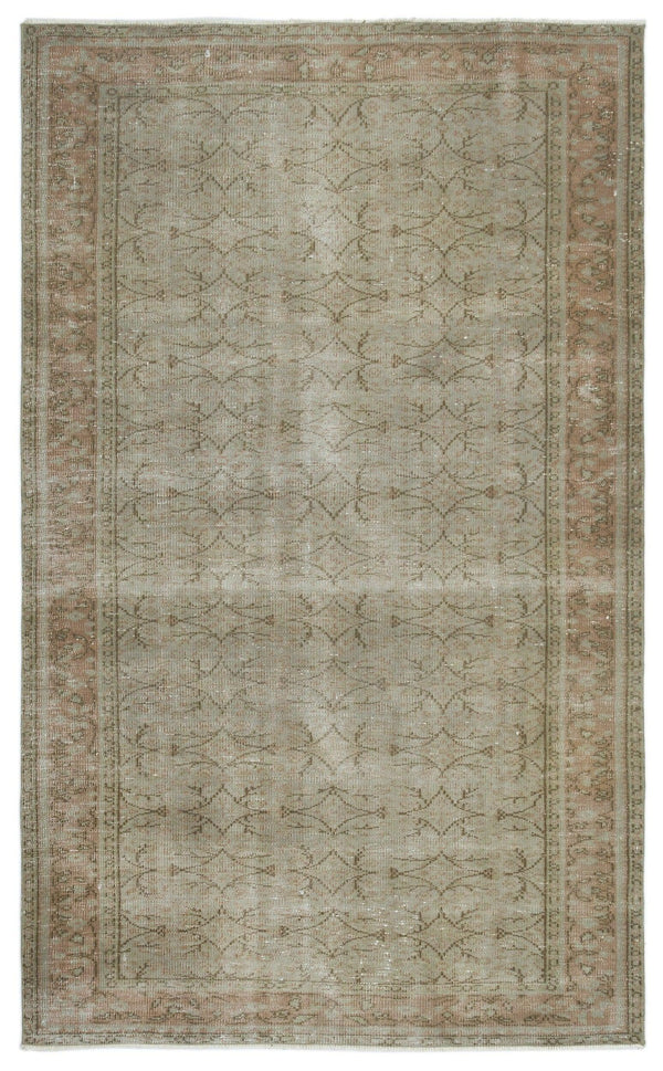 Yeşil Eskitme Geometrik Yün Halı 158x256