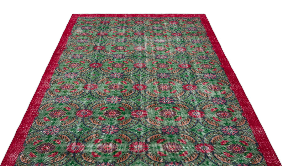 Yeşil Isparta Bohem Geometrik Yün Halı 172x285 - Özel Seri
