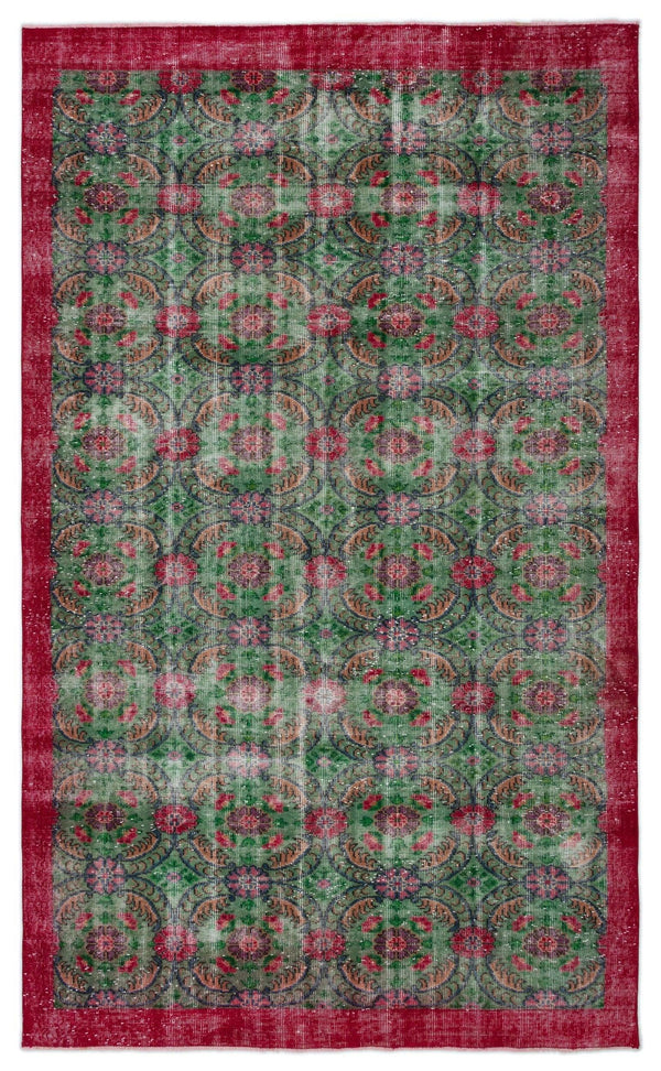 Yeşil Isparta Bohem Geometrik Yün Halı 172x285 - Özel Seri