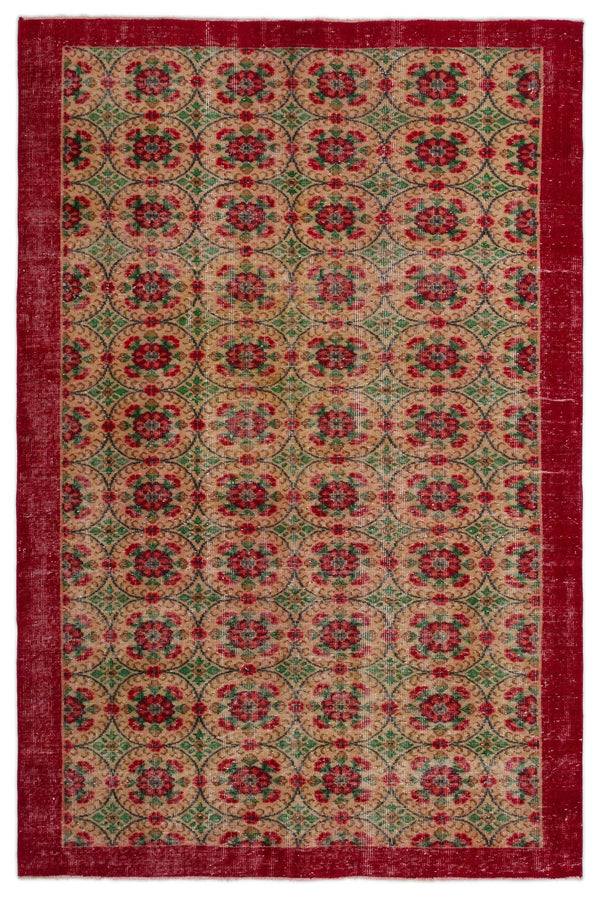Kırmızı Anadolu Bohem Eskitme Yün Halı 178x266 - Özel Seri