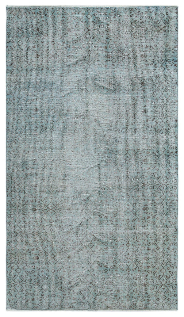 Mavi Isparta Çiçekli Yün Halı 147x262 - Özel Seri