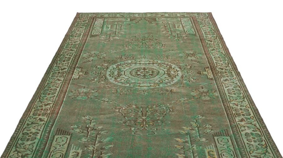 Yeşil Isparta Geometrik Madalyonlu Yün Halı 178x285 - Özel Seri