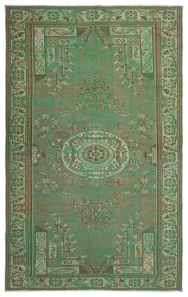 Yeşil Isparta Geometrik Madalyonlu Yün Halı 178x285 - Özel Seri