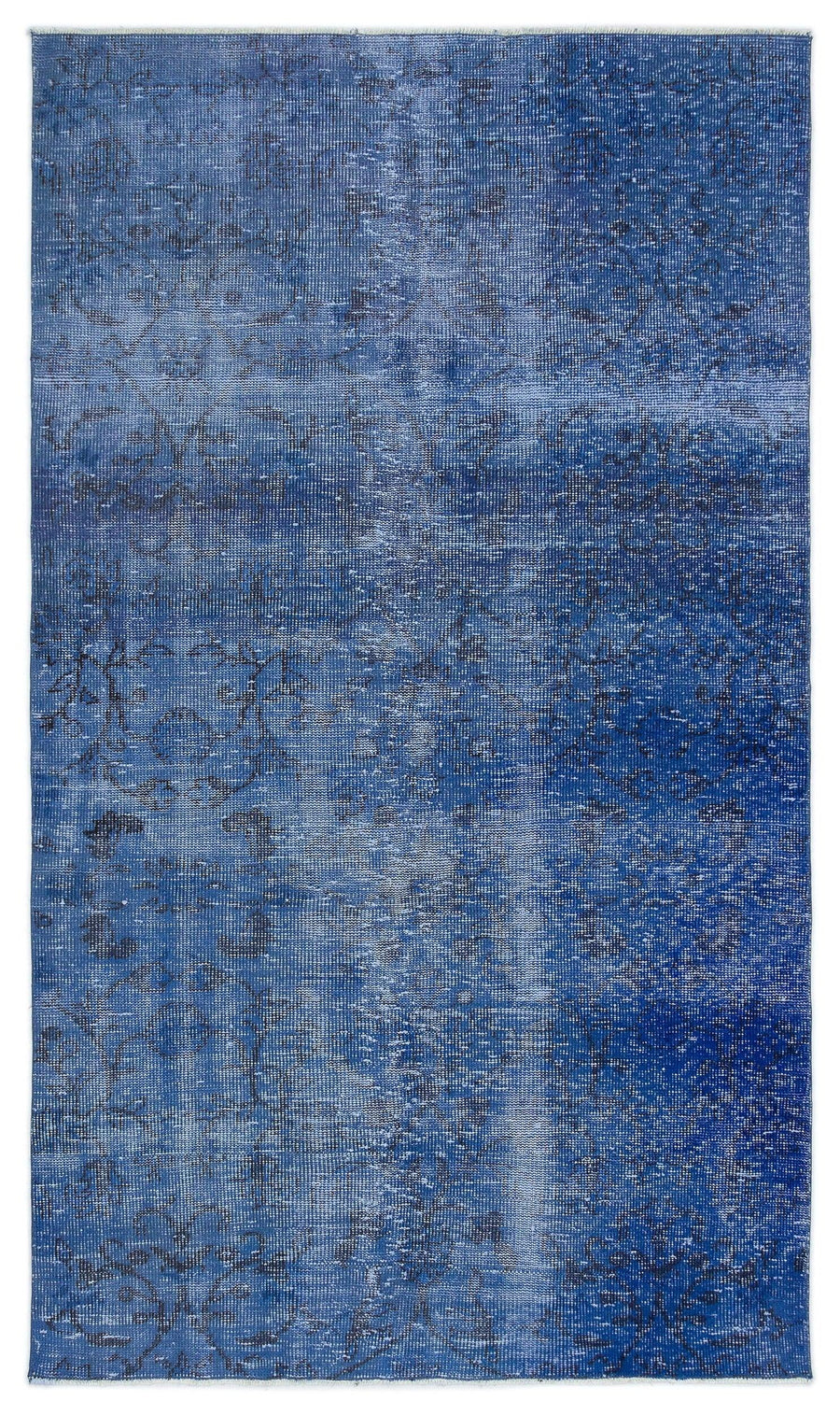 Abstract Blue and Grey Hand-Knotted Wool Rug 140x236 cm (4'7" x 7'9") – in the hallway