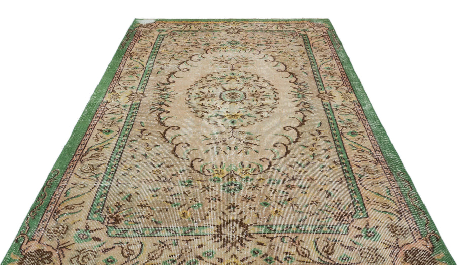 Bej Eskitme Geometrik Yün Halı 182x278