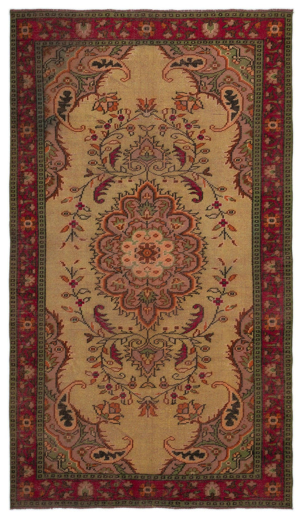 Bej Bordo Anadolu Klasik Madalyonlu Yün Halı 155x270 - Özel Seri