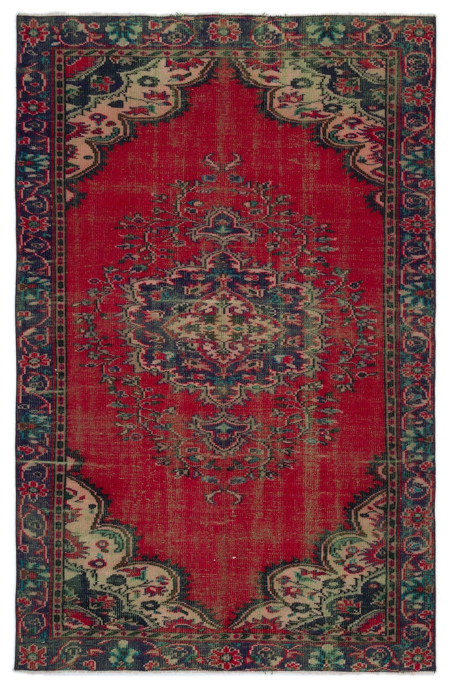 Madalyon Desenli Kırmızı El Dokuma Halı Düz Dokulu 168x250 cm 18798 – Koridor kullanımı