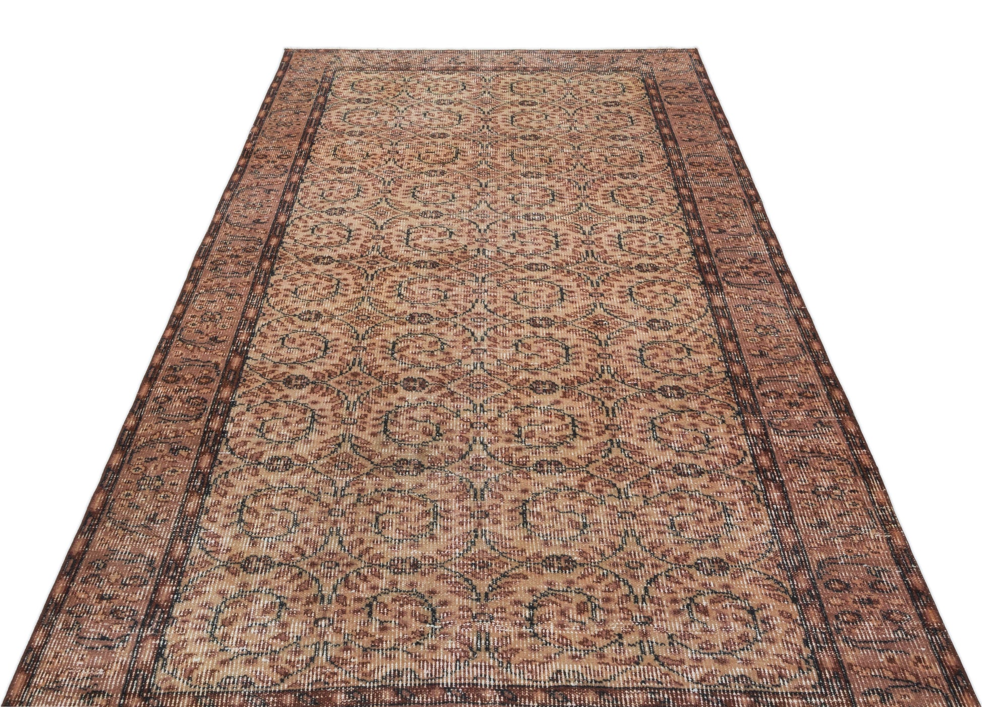 Atina Kahverengi Eskitme Yün El Dokuma Halısı 145 x 257 Apex Unique