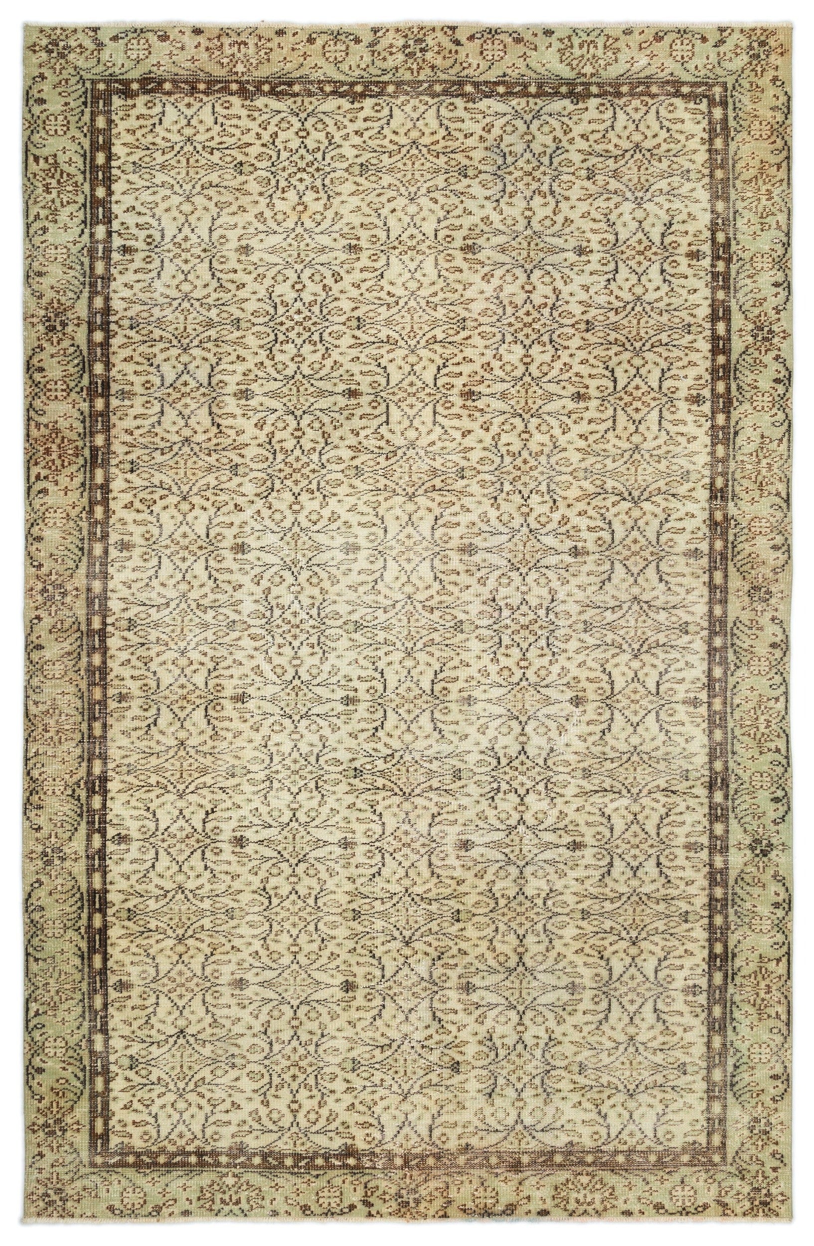 Atina Bej Eskitme Yün El Dokuma Halısı 185 x 291 Apex Unique