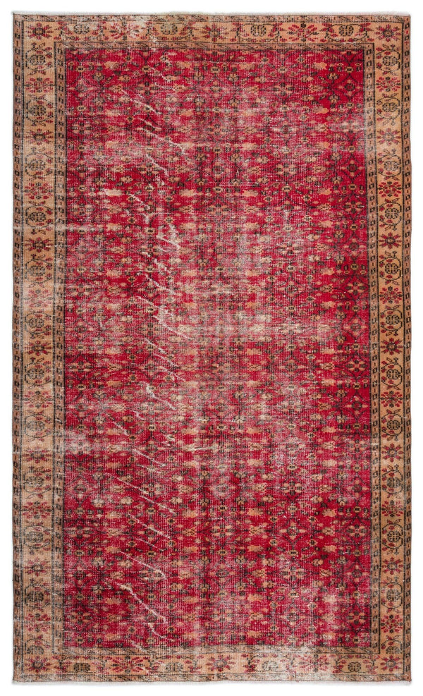 Kırmızı Anadolu Bohem Geometrik Yün Halı 177x292 - Özel Seri
