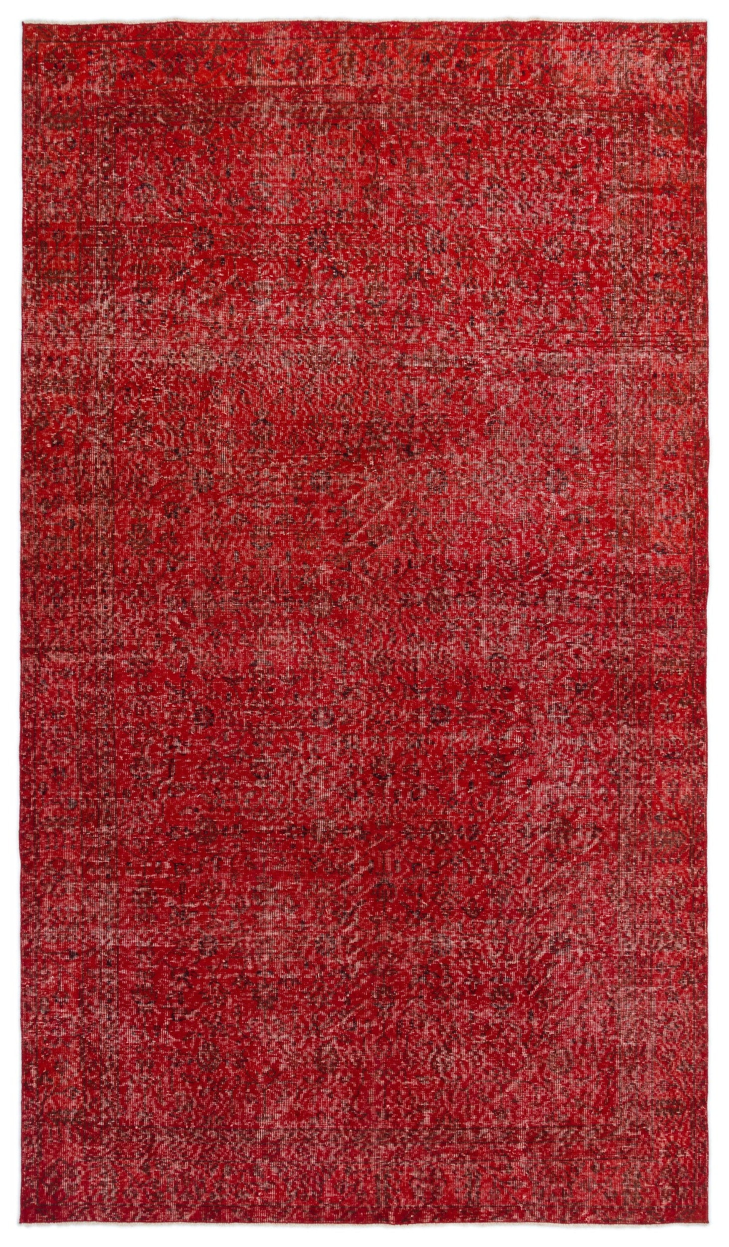 Atina Kırmızı Eskitme Yün El Dokuma Halısı 182 x 308 Apex Unique