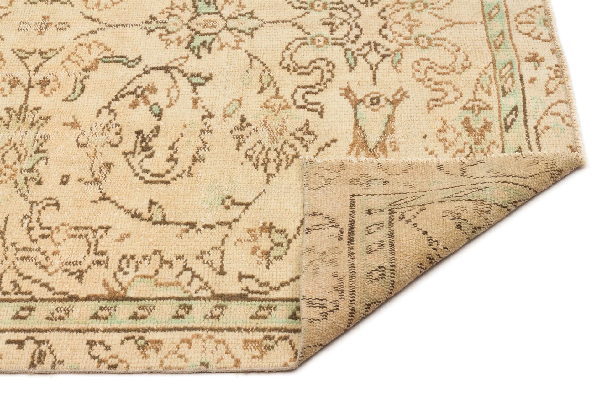Bej Anadolu Geometrik Çiçekli Yün Halı 149x245 - Özel Seri