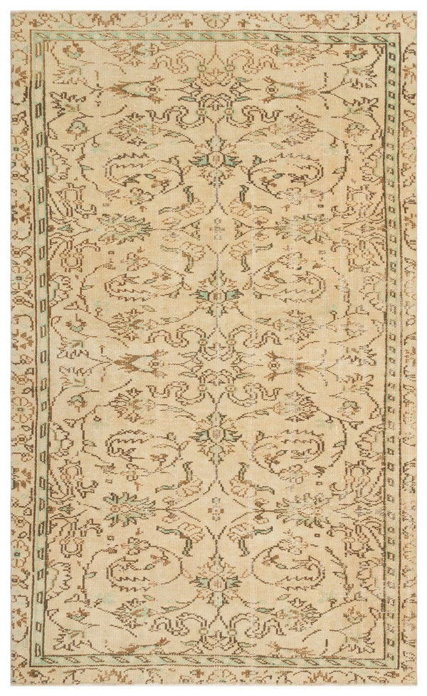 Bej Anadolu Geometrik Çiçekli Yün Halı 149x245 - Özel Seri