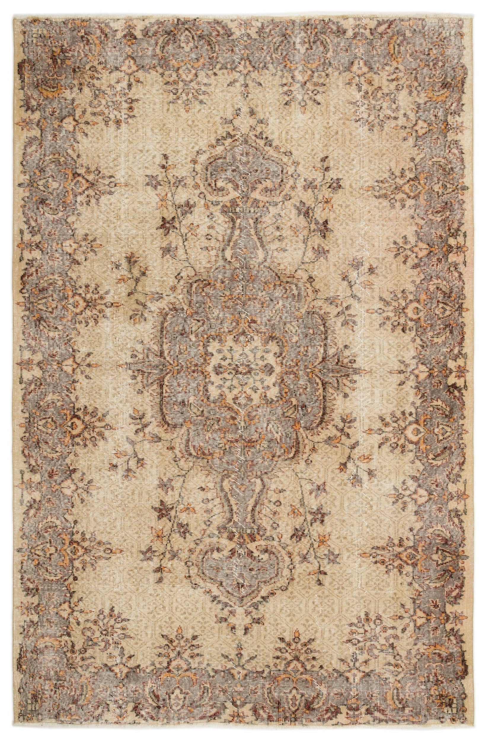 Atina Bej Eskitme Yün El Dokuma Halısı 182 x 278 Apex Unique