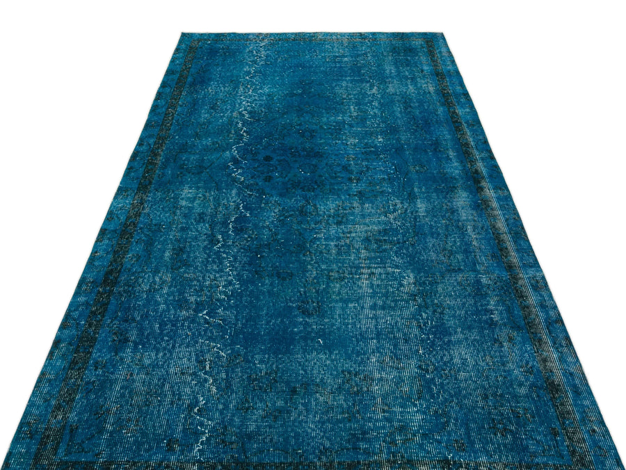 Beyaz Lacivert Bohem Eskitme Yün Halı 144x250